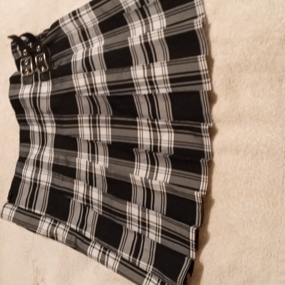 No Boundaries Black and White Plaid Mini Skirt